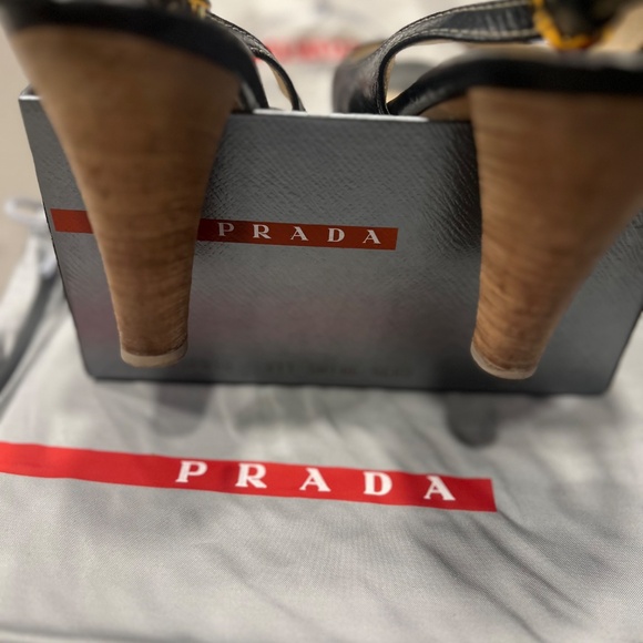 Prada Calzature Donna Platform Leather Sandals with wooden Heel US 8 - Picture 5 of 7